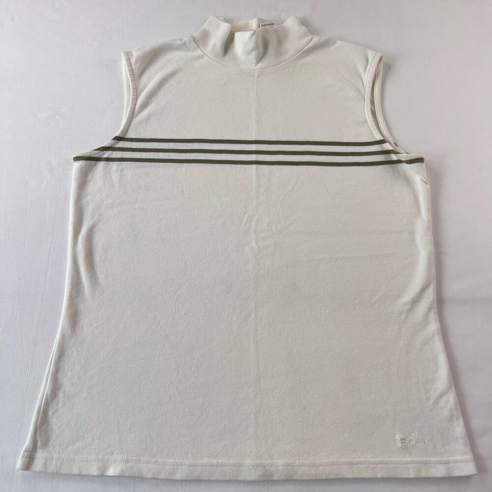 Izod Golf Vintage Women's Sleeveless Shirt Tank Green Stripe Size Small
